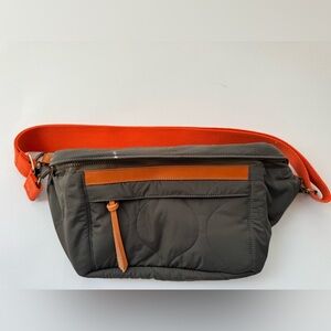 New Parker Thatch Quilted Bum Bag-Cross Your Heart sling bag Olive Nylon $600